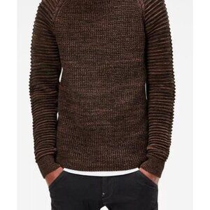 New G-Star Raw Suzaki Bordeaux Black Melange Turtle Neck Sweater Pullover